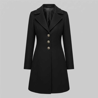 Cappotto Elegante Nero Donna | Cappotto in Misto Lana