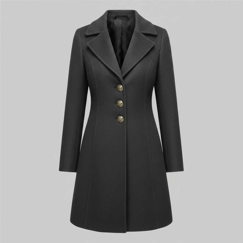 Cappotto Elegante Nero Donna | Cappotto in Misto Lana