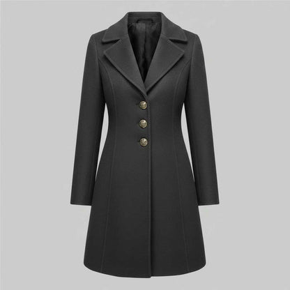 Cappotto Elegante Nero Donna | Cappotto in Misto Lana