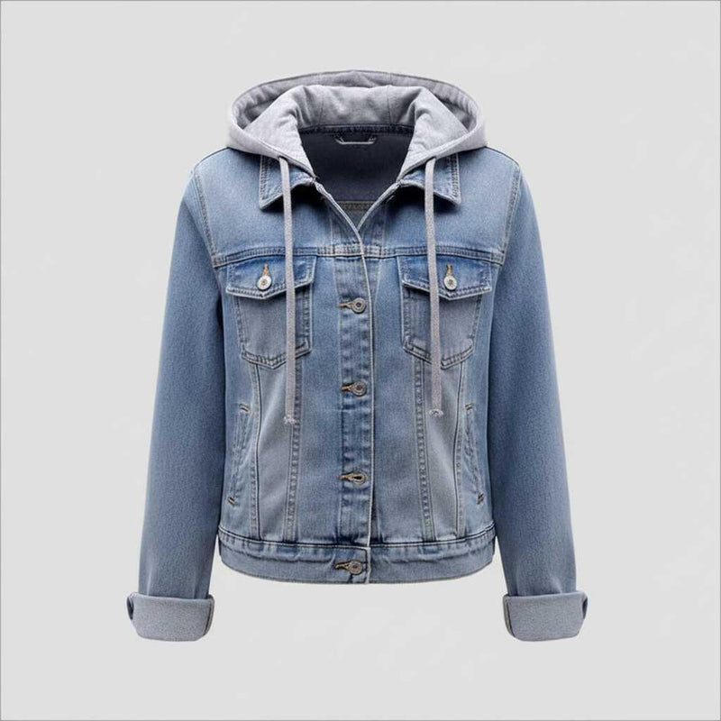 Giubbotto Denim Donna con Cappuccio Removibile | Giacca Donna