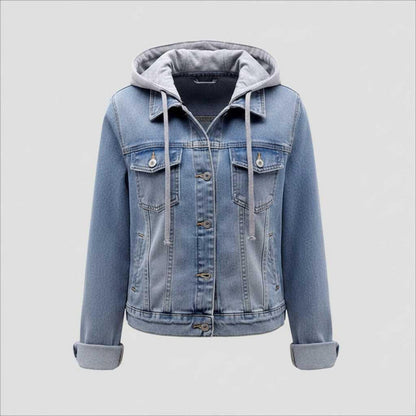 Giubbotto Denim Donna con Cappuccio Removibile | Giacca Donna