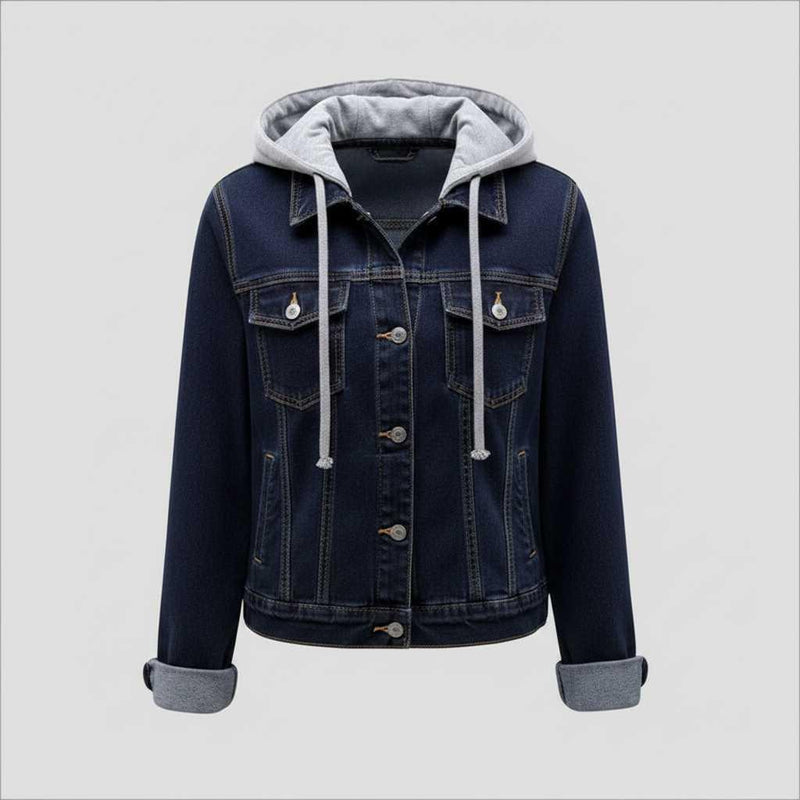 Giubbotto Denim Donna con Cappuccio Removibile | Giacca Donna